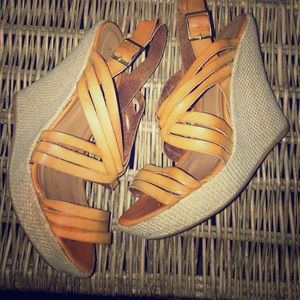 Qupid Tan Leather Wedges